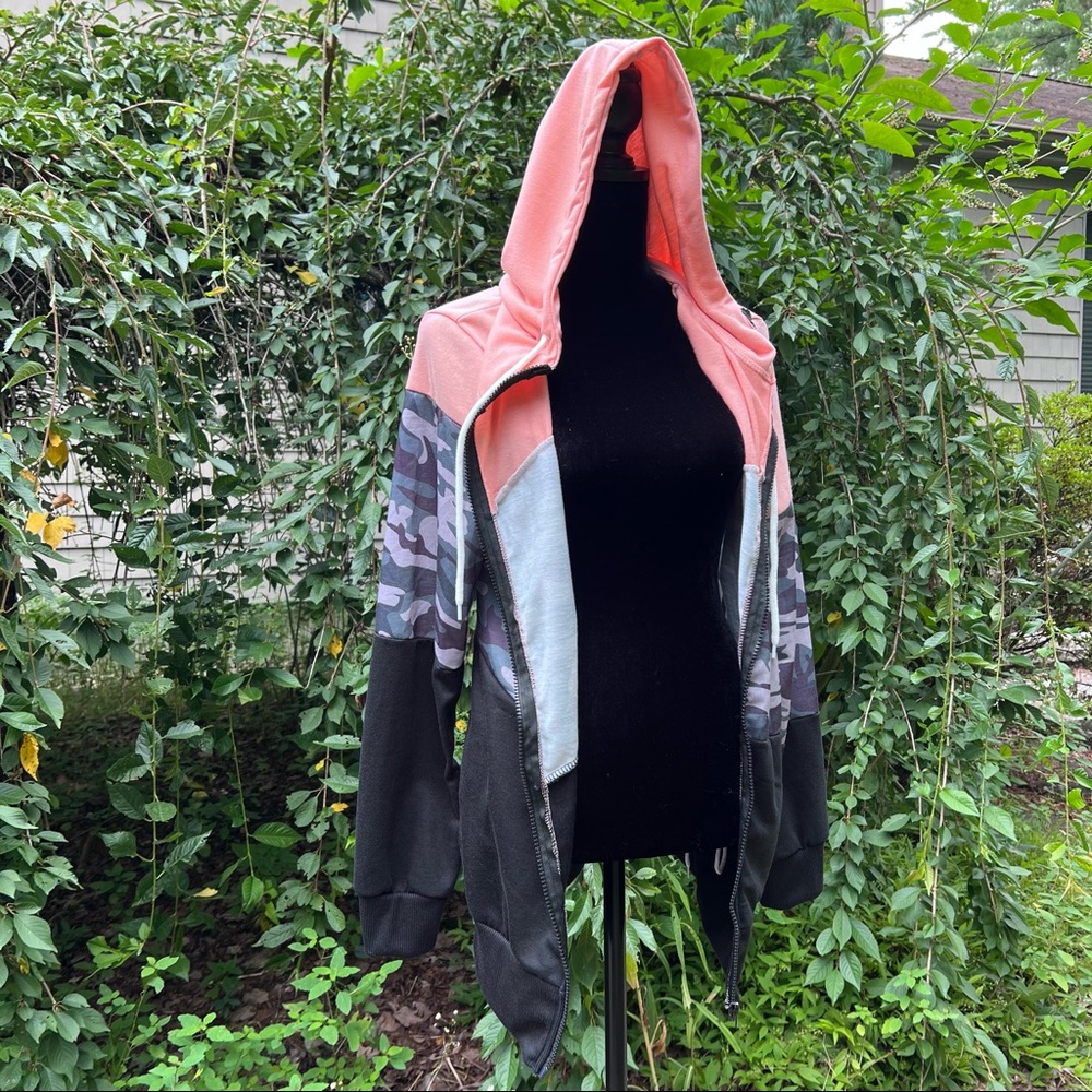 Cellabie Camo and Pink Hoodie Zip Up Sweatshirt - Picture 2 of 7